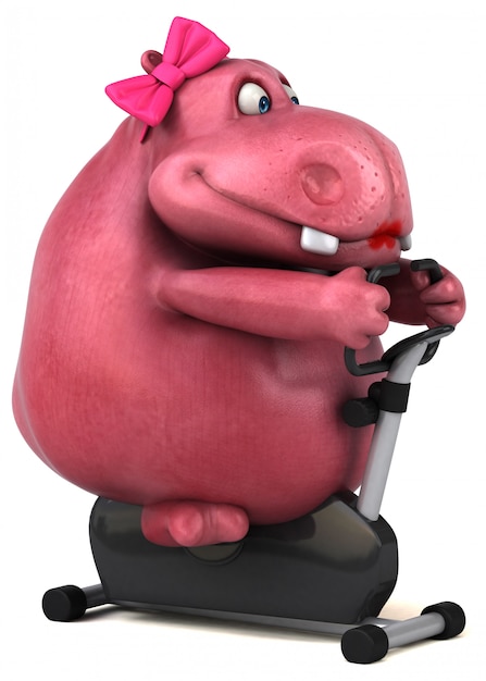 Ippopotamo rosa - illustrazione 3d