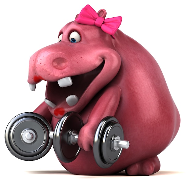 Pink Hippo 3D Illustration