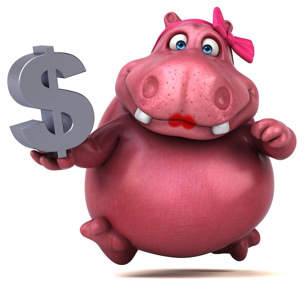 Pink Hippo - 3D Illustration