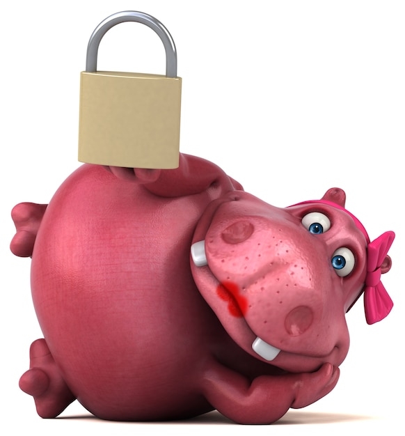 Photo pink hippo - 3d illustration