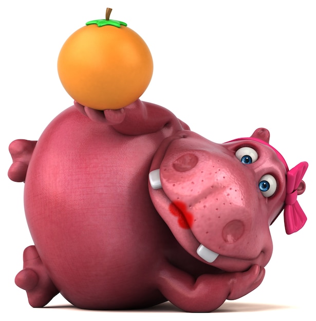 Pink Hippo - 3D Illustration