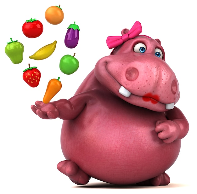 Pink Hippo - 3D Illustration