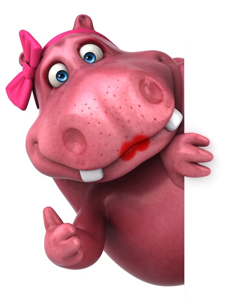 Pink Hippo - 3D Illustration