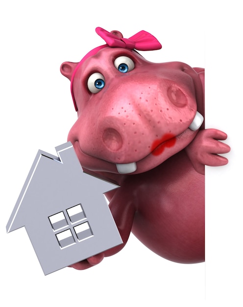 Pink Hippo - 3D Illustration