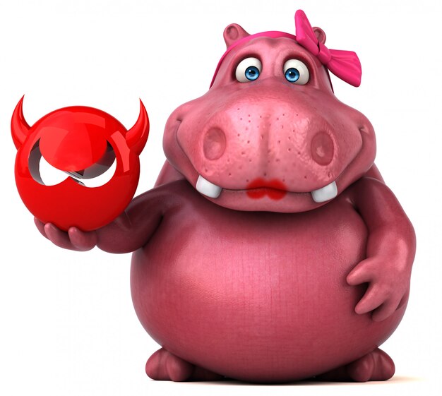 Pink Hippo - 3D Illustration