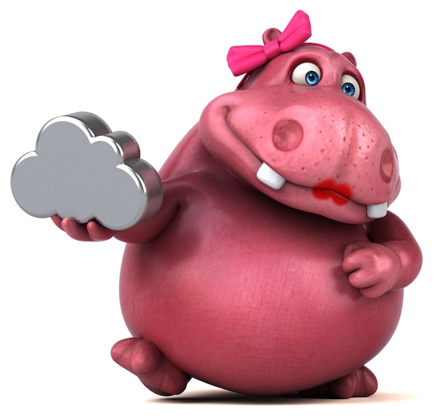 Pink Hippo - 3D Illustration