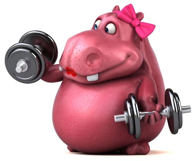 Pink Hippo - 3D Illustration