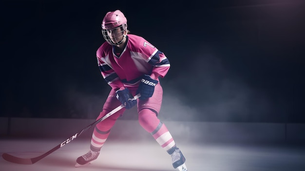 Розовая хоккейная майка со словом «лед».