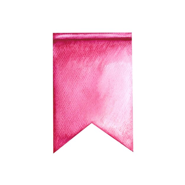 Pink holiday flag for garlands Decorative elements of holidays Handmade watercolor illustration