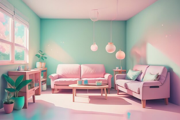 Pink home living room decoration design girls dream pink series sofa coffee table wallpaper