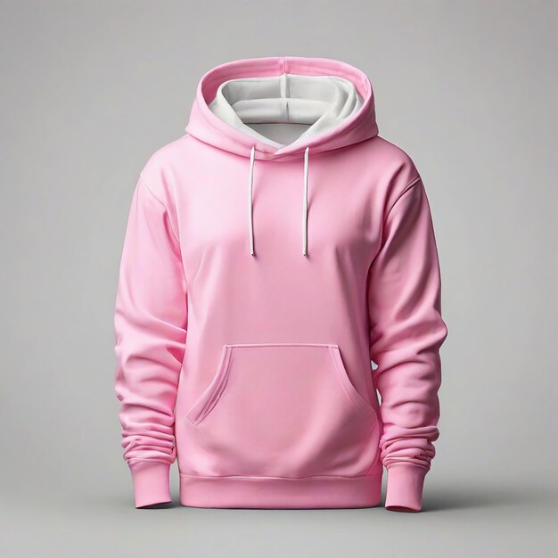 Pink hoodie in front view mockup Style photo white background