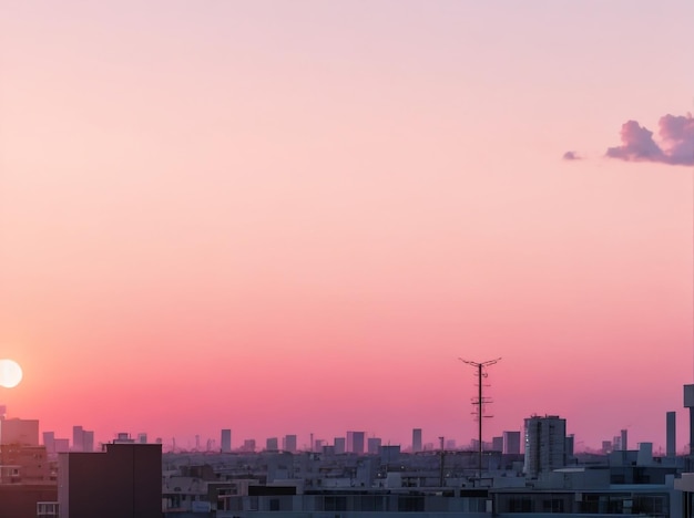 Pink Horizon Glow Beautiful Panorama of a Pink Sunset Sky