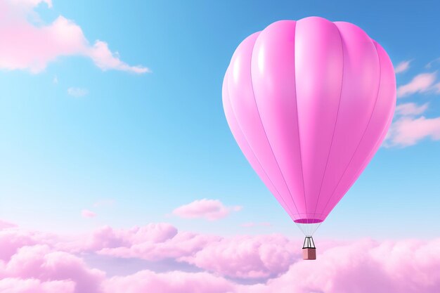 A pink hot air balloon in the sky