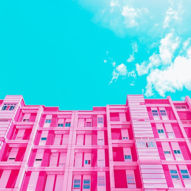 Foto albergo rosa. architettura e geometria minimalismo
