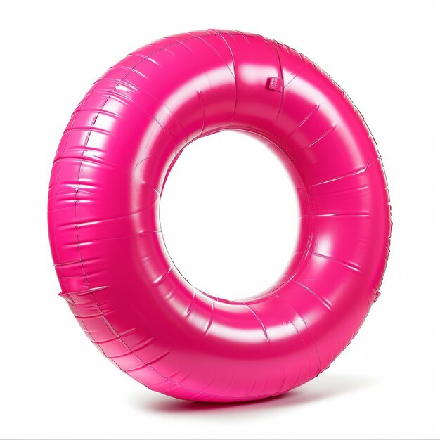 Photo pink inflatable ring on white background