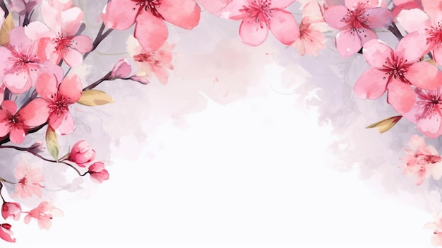 사진 색 배경에 분리 된 분홍색 야스민 꽃 프레임 생성 ai