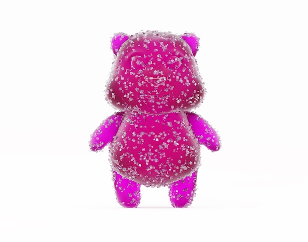 Фото Розовый медведь мармелад. конфеты мармеладный медведь, 3d визуализация.