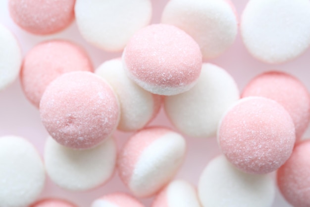 Pink jelly candy isolated in white background