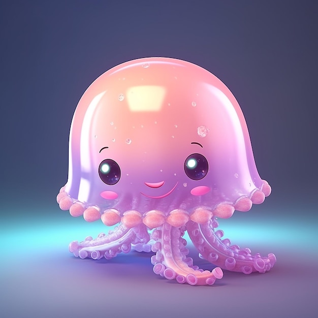 A pink jellyfish with the word octopus on it jellyfish 2d illustration jellyfish 3d character