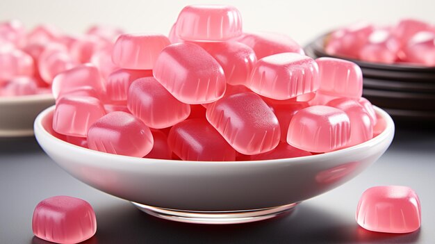 Pink juicy jelly sweets isolated on white