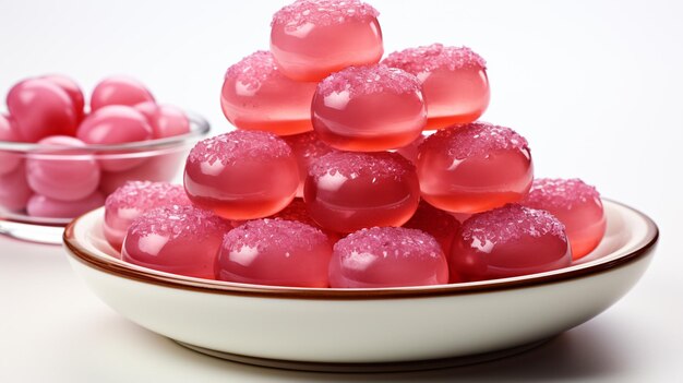 Pink juicy jelly sweets isolated on white