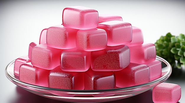 Pink juicy jelly sweets isolated on white