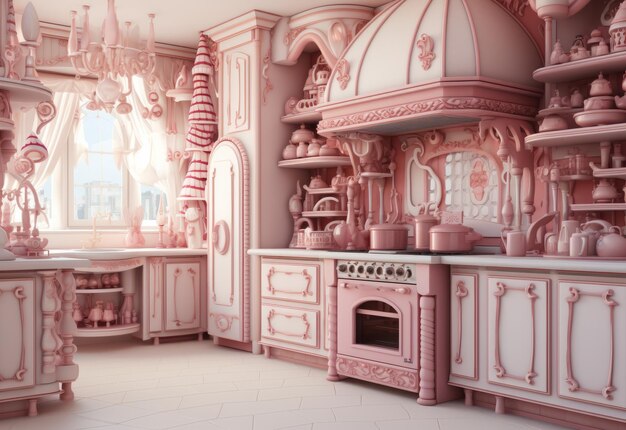 Pink Kitchen With Multiple Pink Appliances