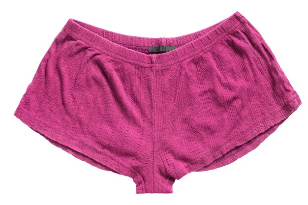 Photo pink knit pajama shorts isolated on white background