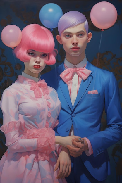 pink lady and blue boy