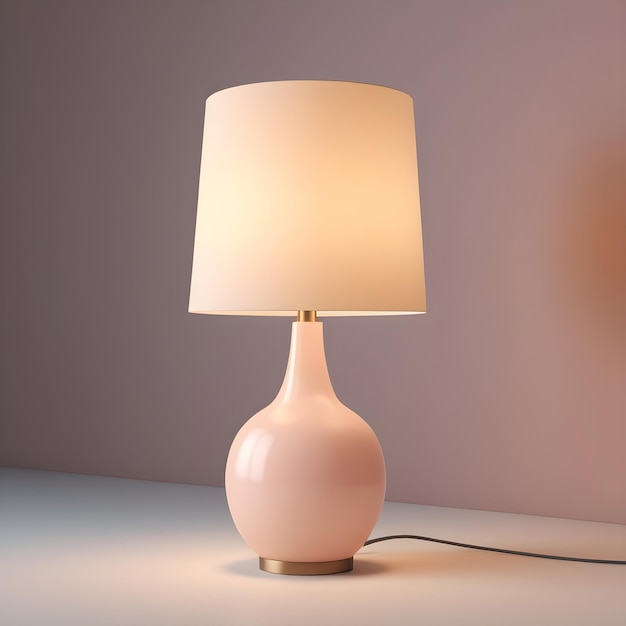 a pink lamp with a white shade that says quot the lamp quot