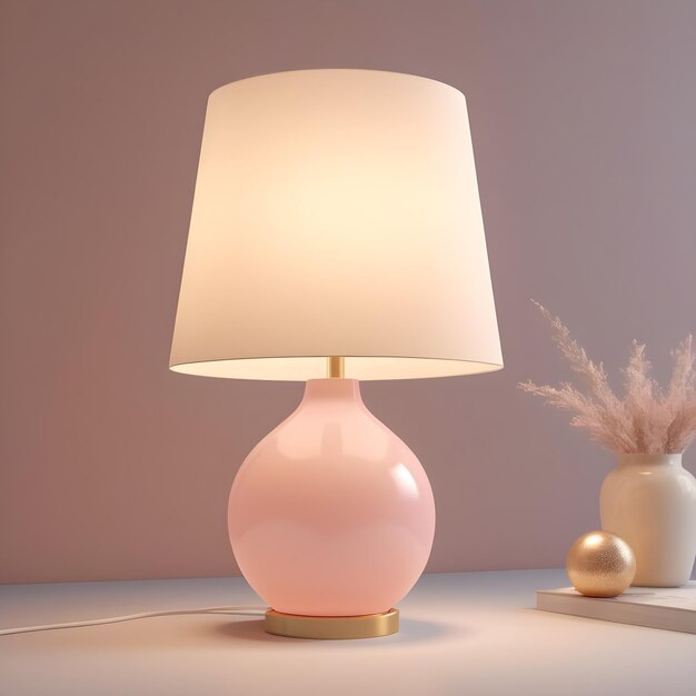 a pink lamp with a white shade that says quot the name quot on it