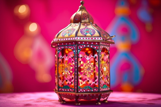 A pink lantern Islamic background Ramadhan background