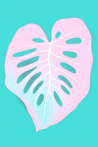 A pink leaf with a heart shaped pattern in the center