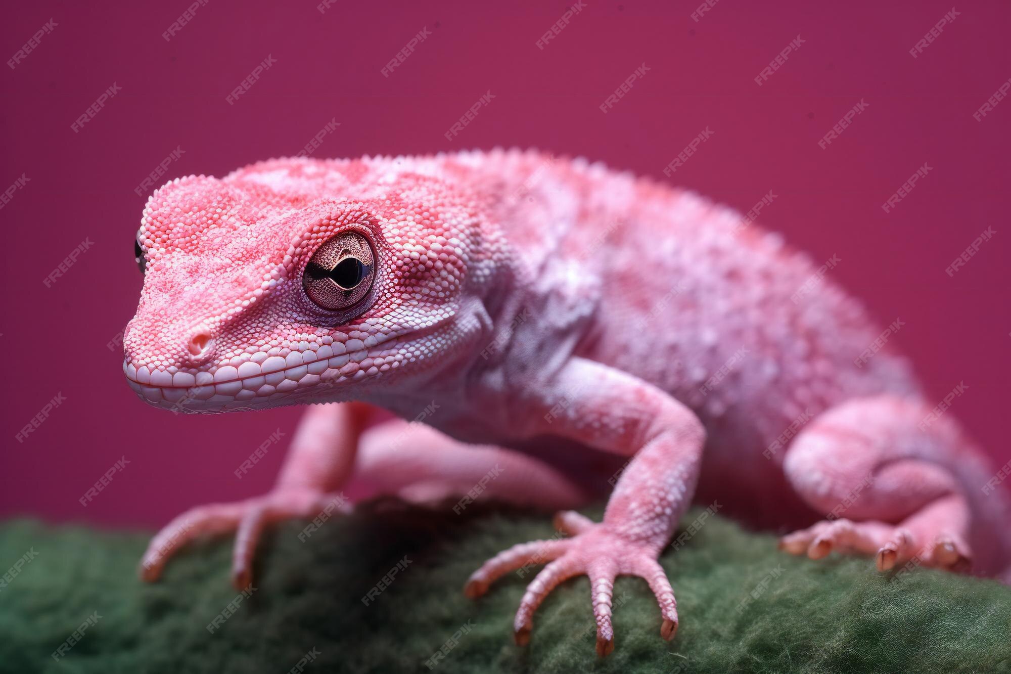 Premium Photo | Pink leopard gecko hemidactylus isolated on pink background