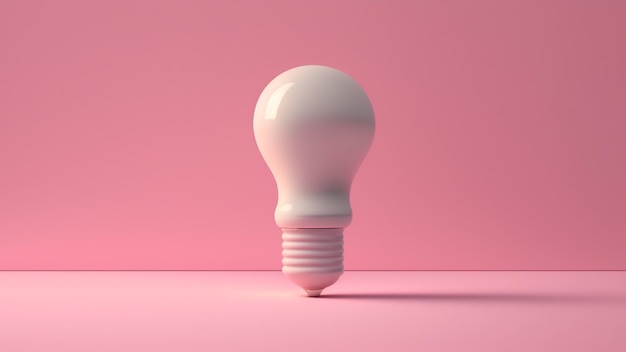 A pink light bulb on a pink background with a shadow Generative AI