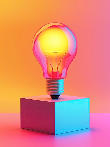 a pink light bulb with a yellow background and a pink base