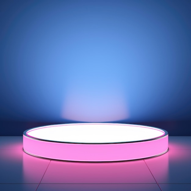 A pink light shines brightly on a blue background