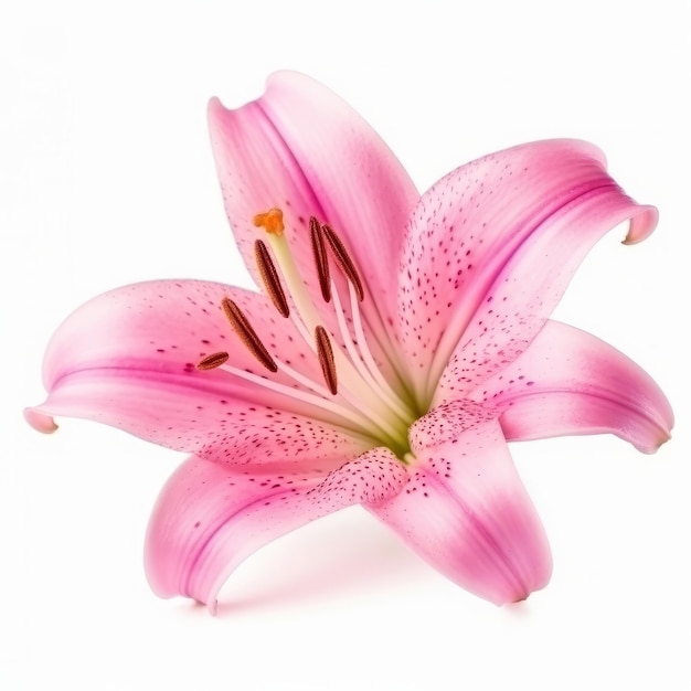 Pink Lilly flower isolated Illustration AI GenerativexA