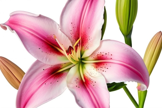 Pink lilly Flower isolated on white background