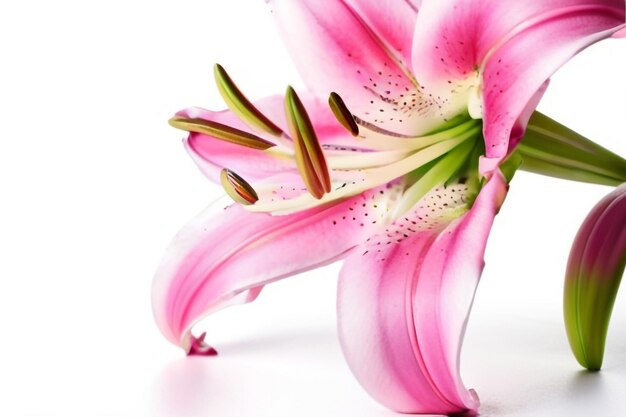 Pink lilly Flower isolated on white background