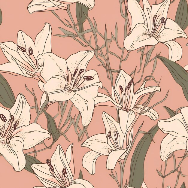Premium Photo | A pink lily background with white flowers.