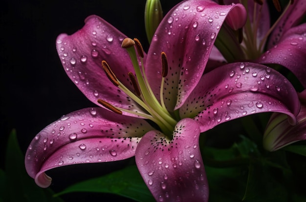 Pink lily flower Spa floral summer petal fresh plant Generate Ai
