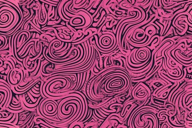 Photo pink line doodle play seamless pattern for trendy fun