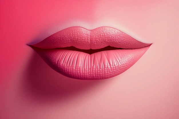 Pink lips in closeup Art AI Generation