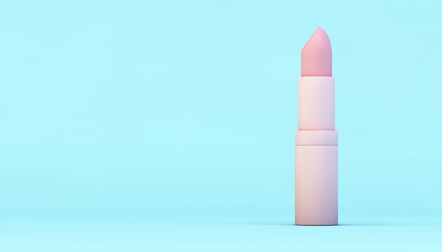 Pink lipstick on blue