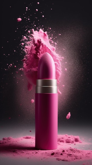 Pink Lipstick Closeup AI Generative