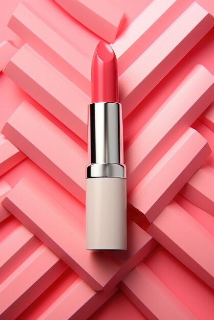 Pink lipstick on a geometric background