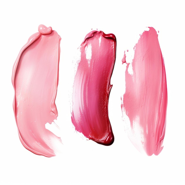 Pink lipstick smear on white background Element for beauty cosmetic design