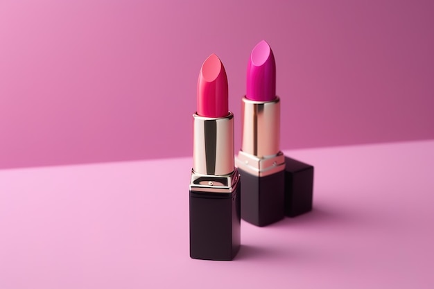 A pink lipstick with a pink label that says'beauty'on it