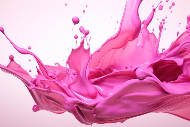Photo pink liquid dense dark paint splash on white wall